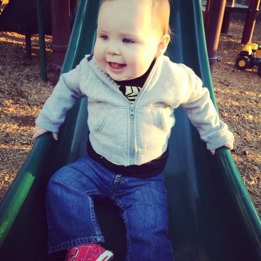 sliding at the park. 